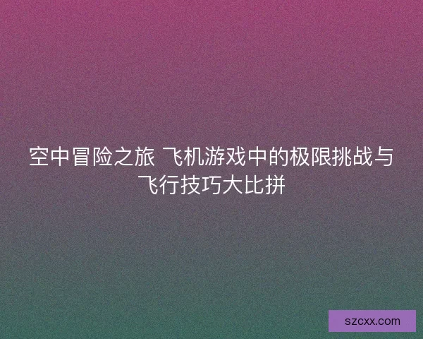 空中冒险之旅 飞机游戏中的极限挑战与飞行技巧大比拼