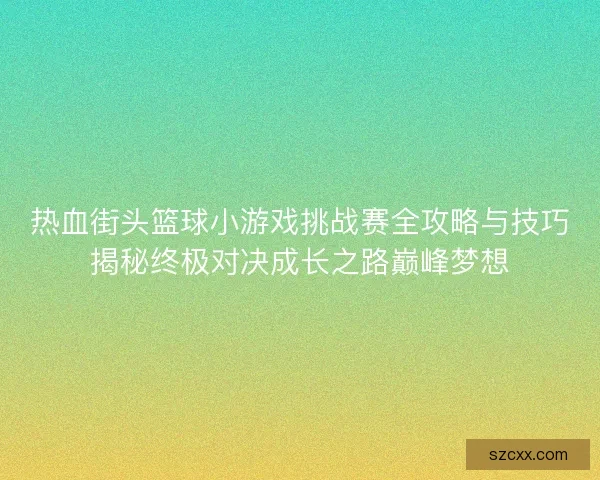 热血街头篮球小游戏挑战赛全攻略与技巧揭秘终极对决成长之路巅峰梦想
